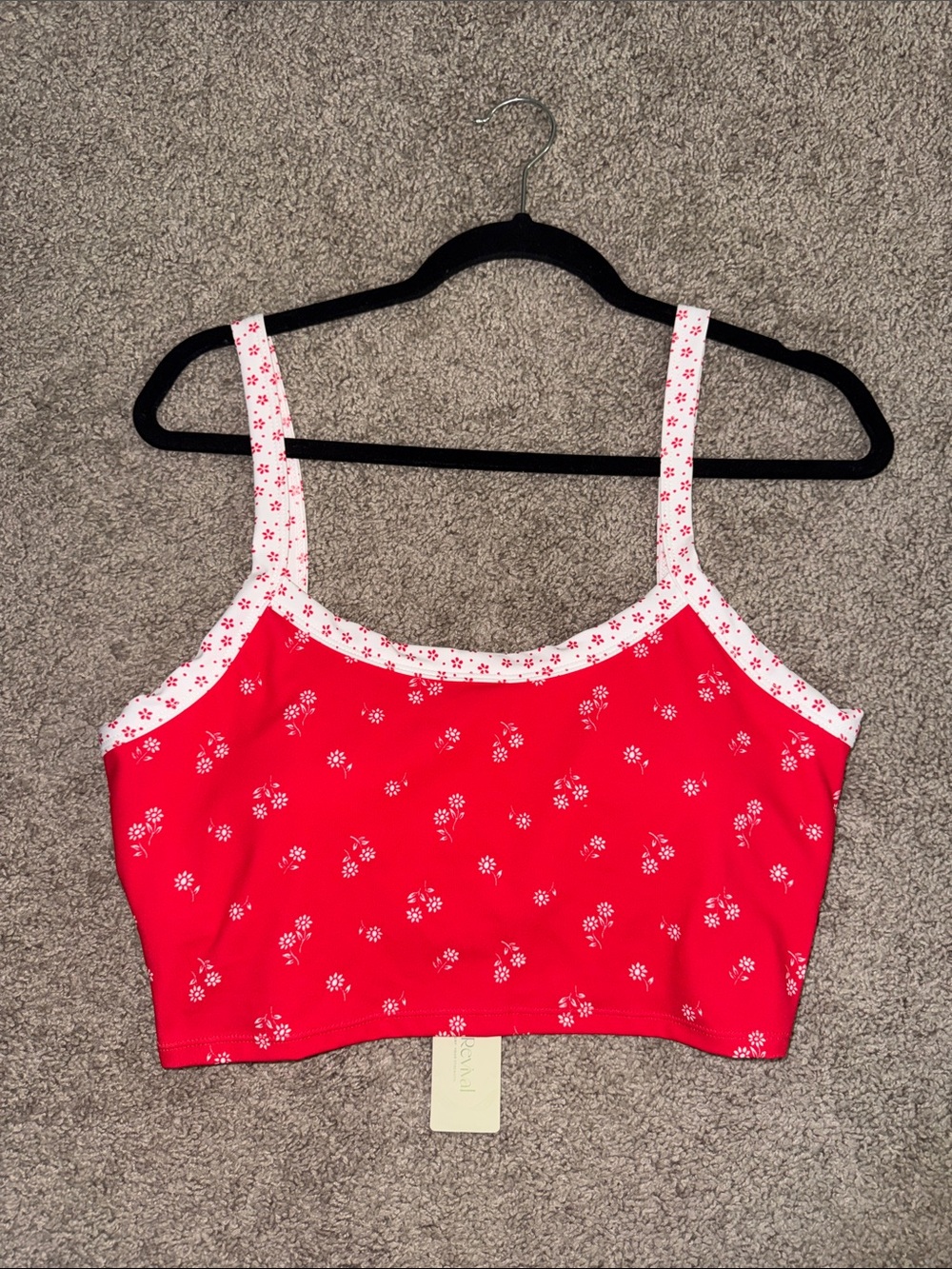 Altar'd State Red Floral Crop Bralette with White Trim